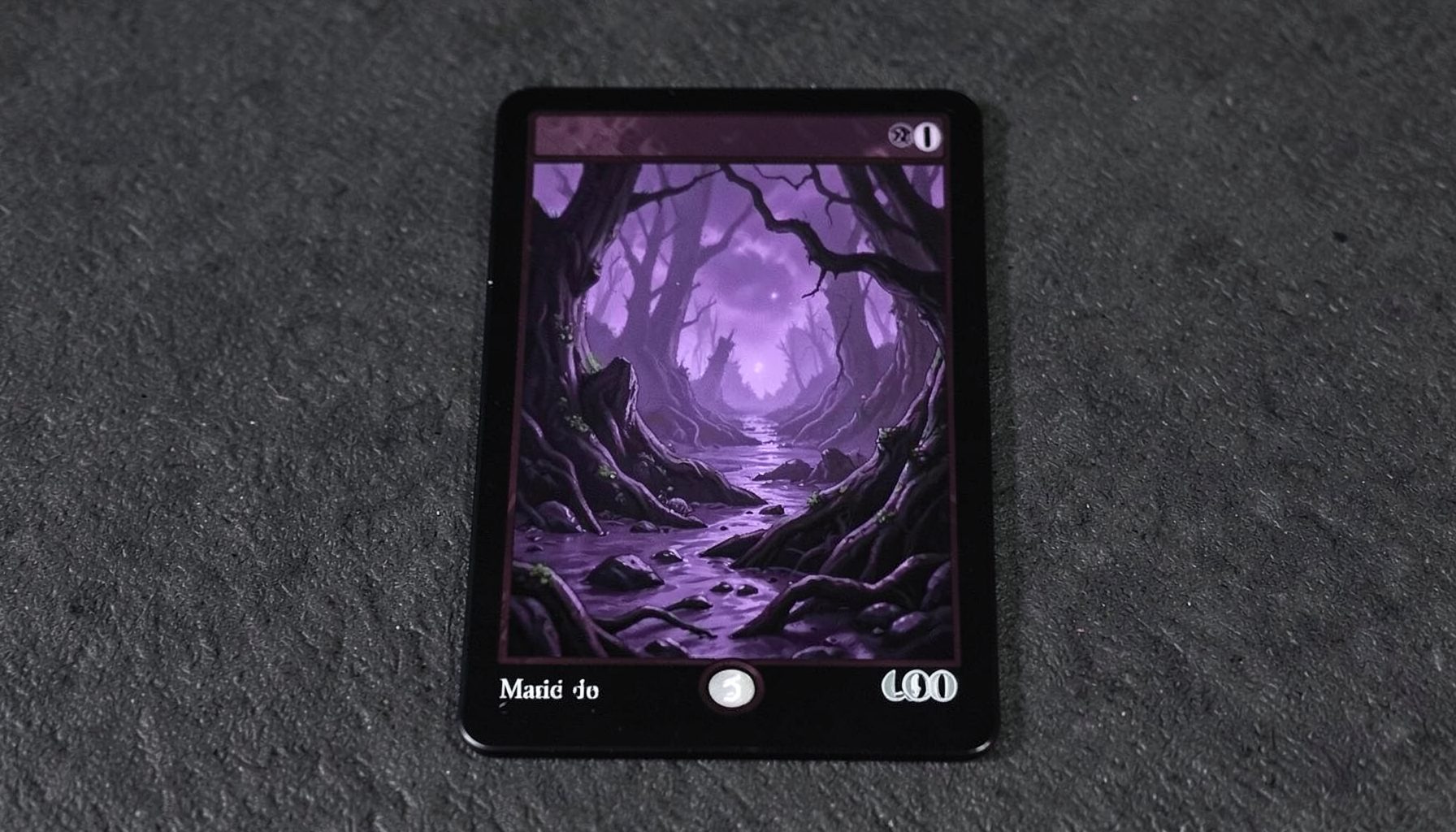 A black-bordered Magic card with swamp-themed artwork, deep purples and blacks on a textured dark surface.